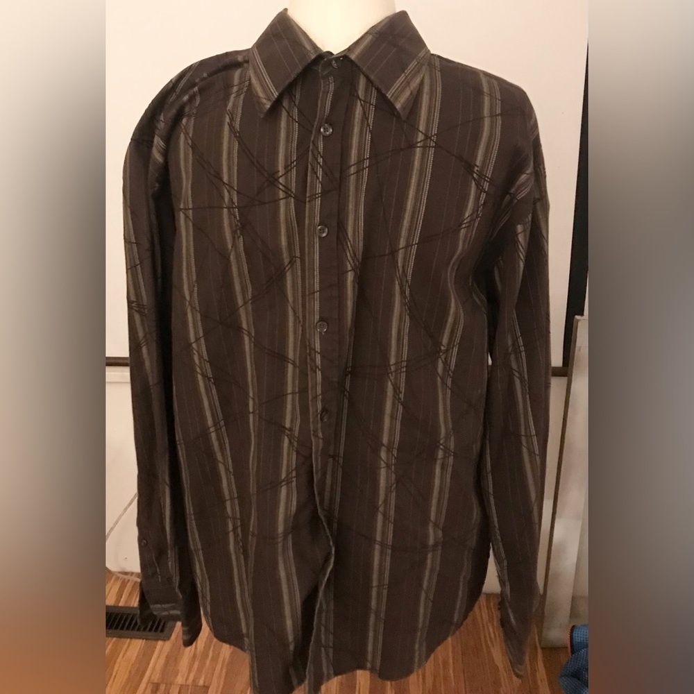 Eighty Eight Platinum Mens Long Sleeve Abstract Casual Dress Shirt Size XL